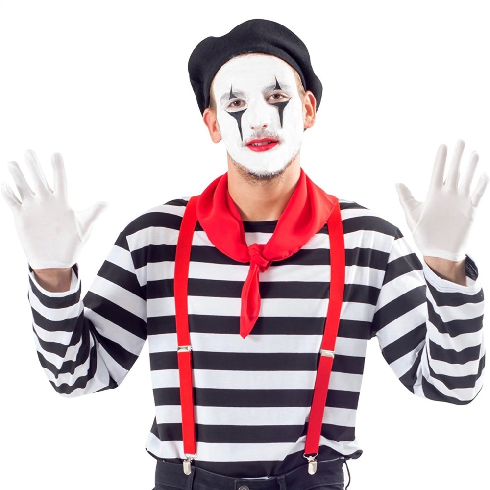 Men's Mime Costume Set with Makeup Kit